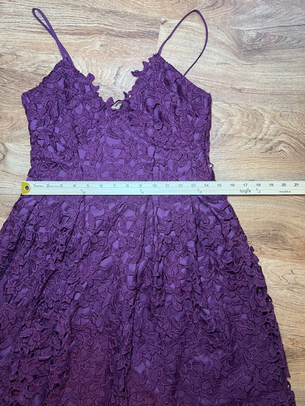 Love…ady Purple Floral Lace Fit & Flare Dress Medium Spaghetti Strap - Picture 5 of 10